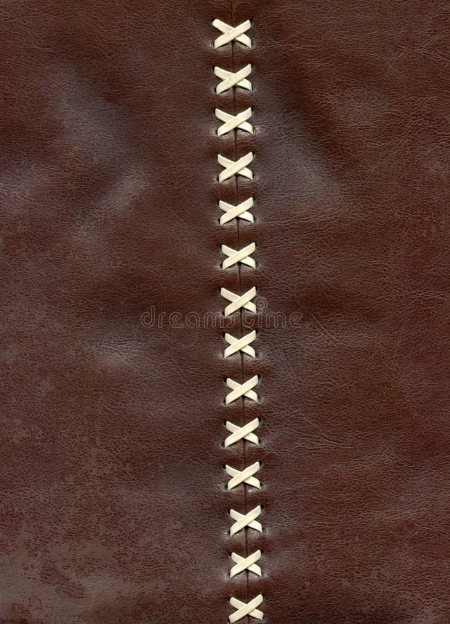 Close-up details of the lacing on brown leather royalty free stock photos