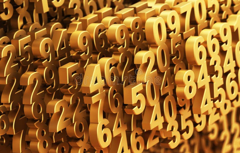 Close-up On A Digital Matrix Consisting Of Golden Numbers royalty free illustration
