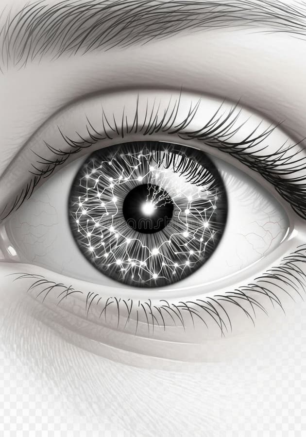 A digitally rendered eye with a vector illustration