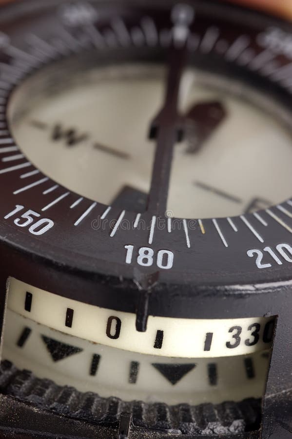 A close up of a diving compass