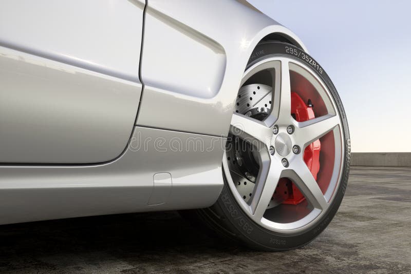 Close-up do carro de esportes da roda exterior ilustração royalty free Close-up do carro de esportes da roda exterior ilustração royalty free