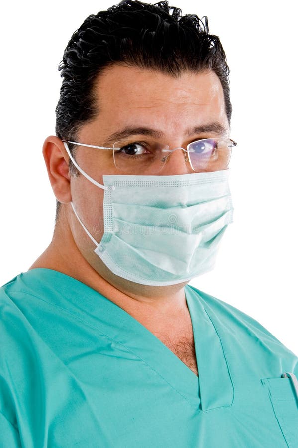 Close up of doctor with eyeglasses and face mask