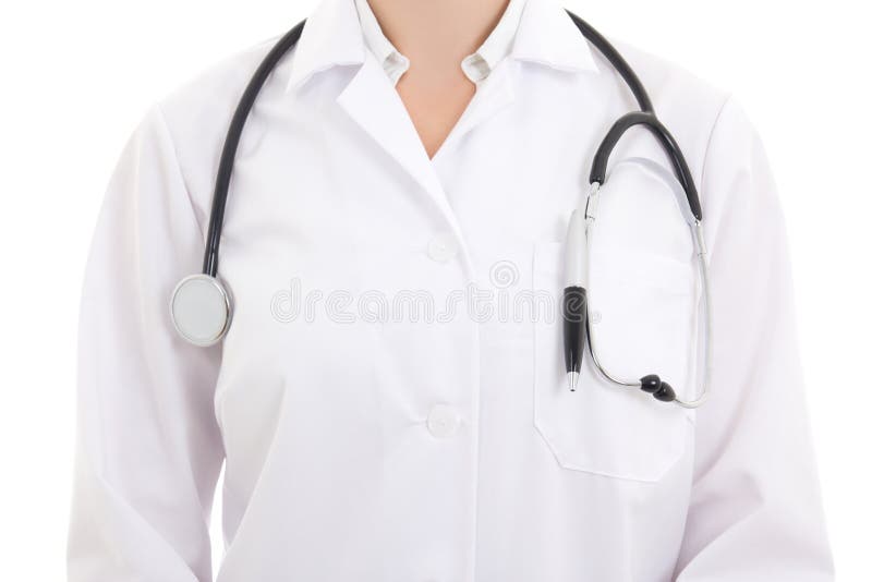 Close Up Of A Doctor's White Coat And Stethoscope Stock Photo Image