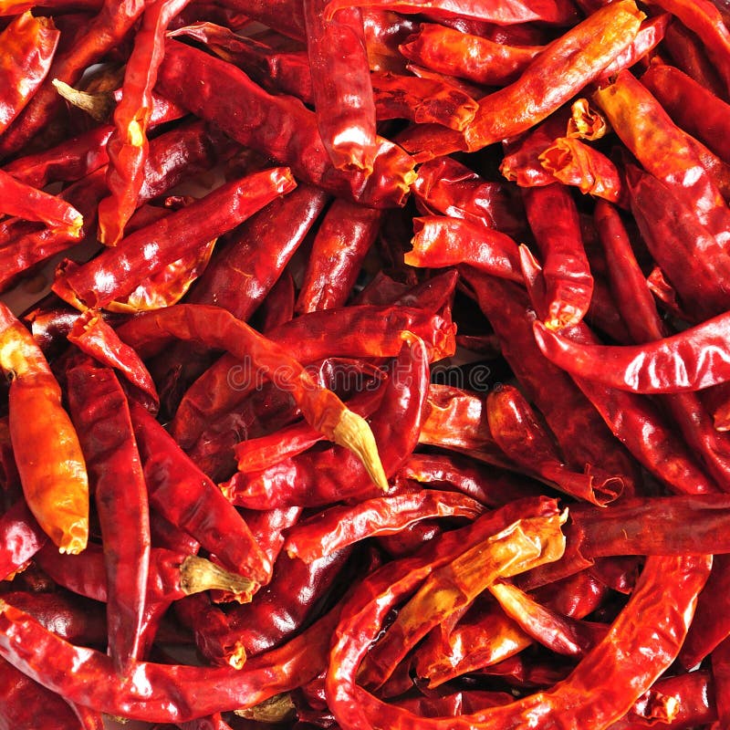 Close up of dried chilli, Thai food ingredient