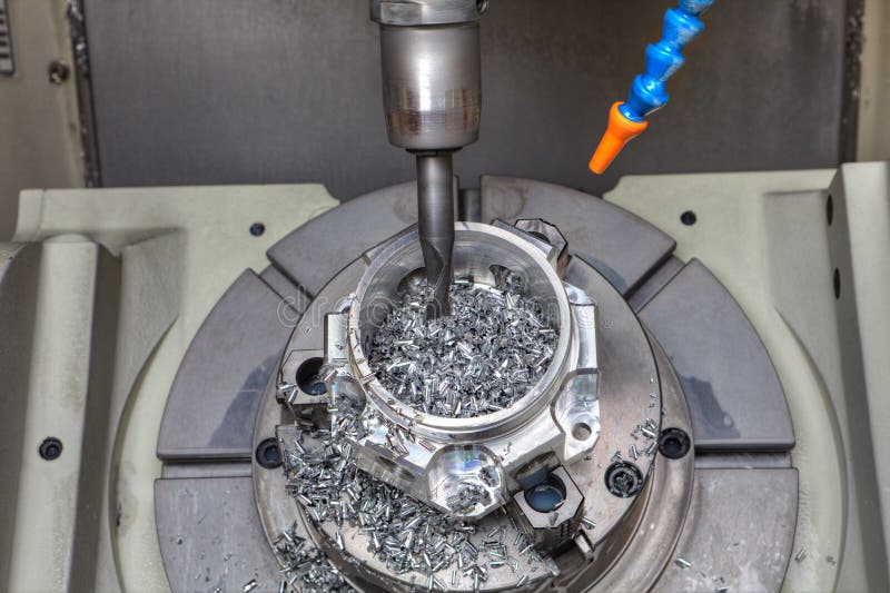 Close Up Drill Tool Working Drilling Hole in Metal Stock Image Image of drilling