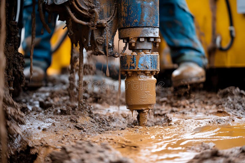 Drilling Machine in Muddy Ground vector illustration