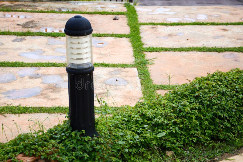 Electric Lamp in Nature Garden Stock Photo Image of electric, light