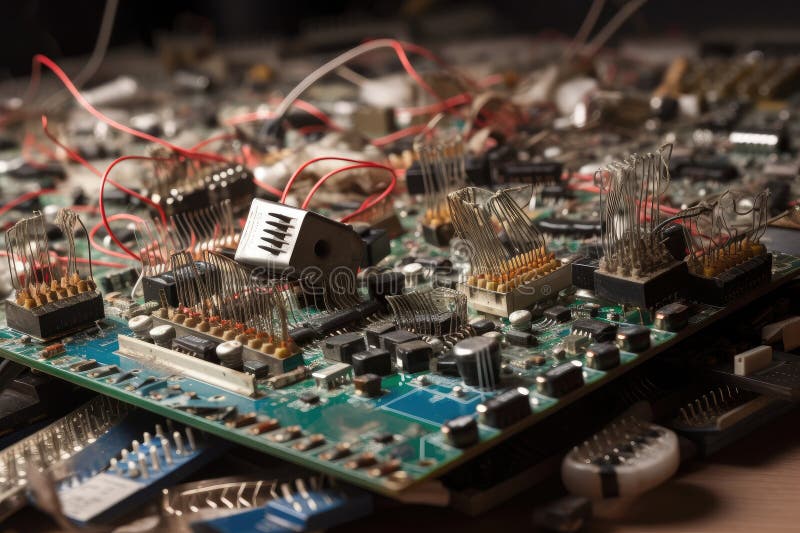 Close-up of electronic components, ready for recycling and reuse vector illustration