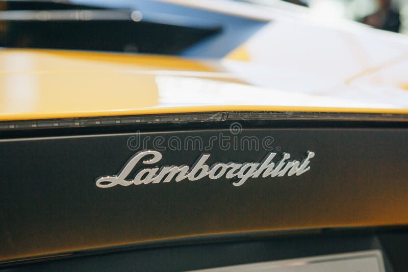 Close-up Of The Emblem Of Lamborghini Aventador Editorial Stock Image
