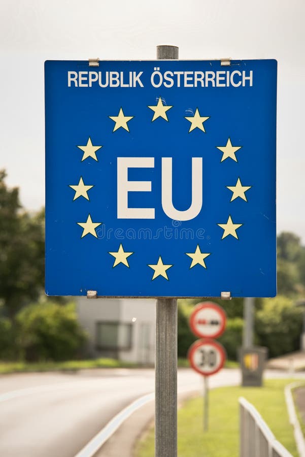 Close up of a EU (European Union) border post royalty free stock photos