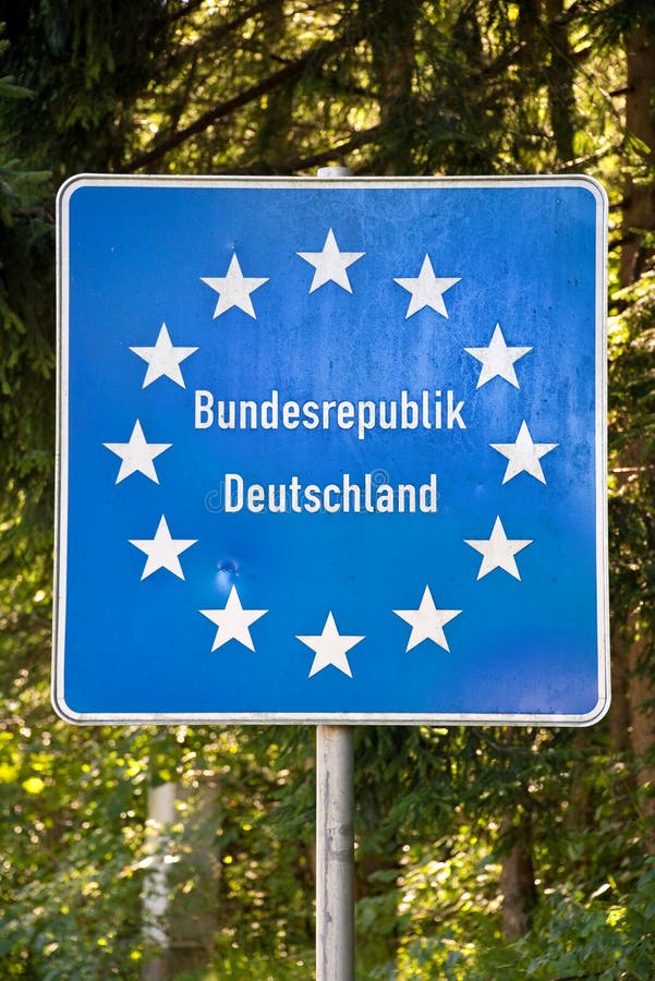 Close up of a EU (European Union) german border post royalty free stock photos