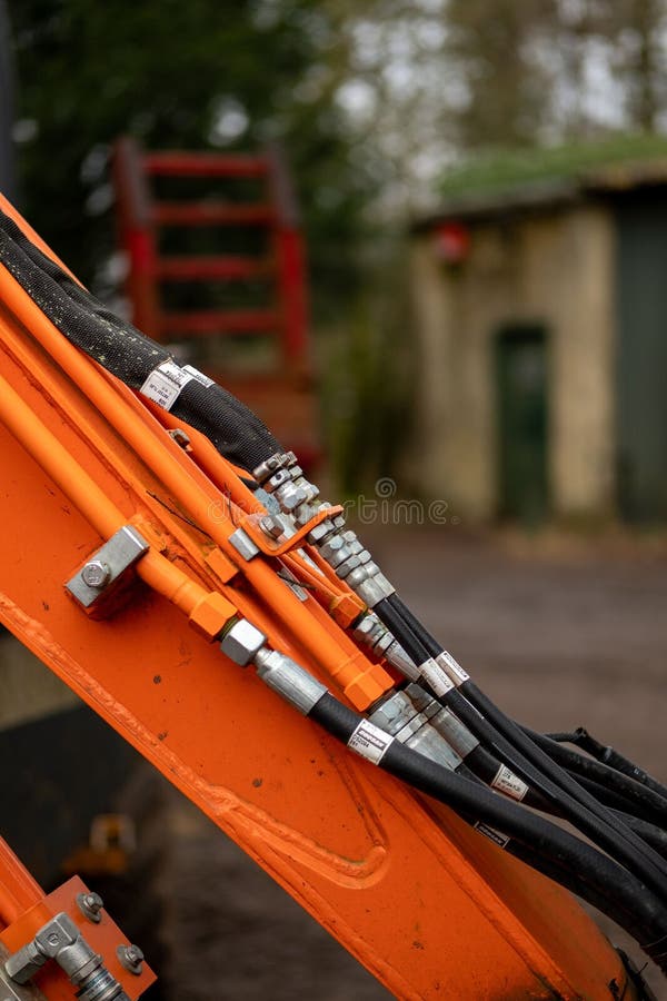 Close Up of Hydraulics Hoses Stock Photo Image of hoses, cylinders