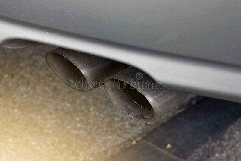 Close Up Exhaust Pipe of Used Car. Stock Image Image of muffler
