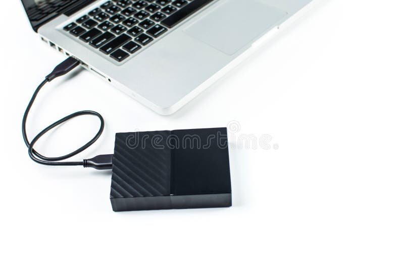 Close up of external hard disk drive for connect to laptop. HDD