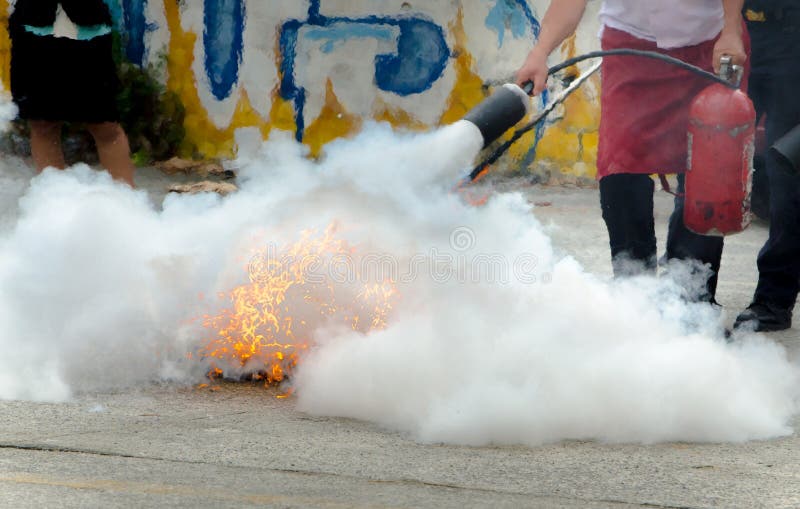 Close up of extinguishes a fire