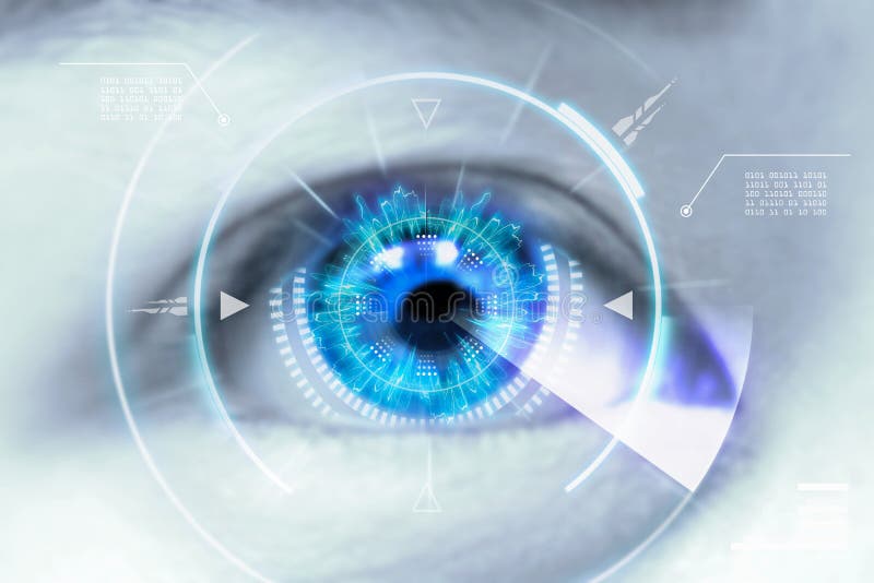Close up eyes of technologies in the futuristic. : contact lens royalty free stock image Close up eyes of technologies in the futuristic. : contact lens royalty free stock image