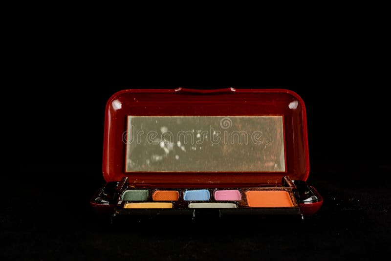 Closeup of eyeshadow box stock photo. Image of white 119554168