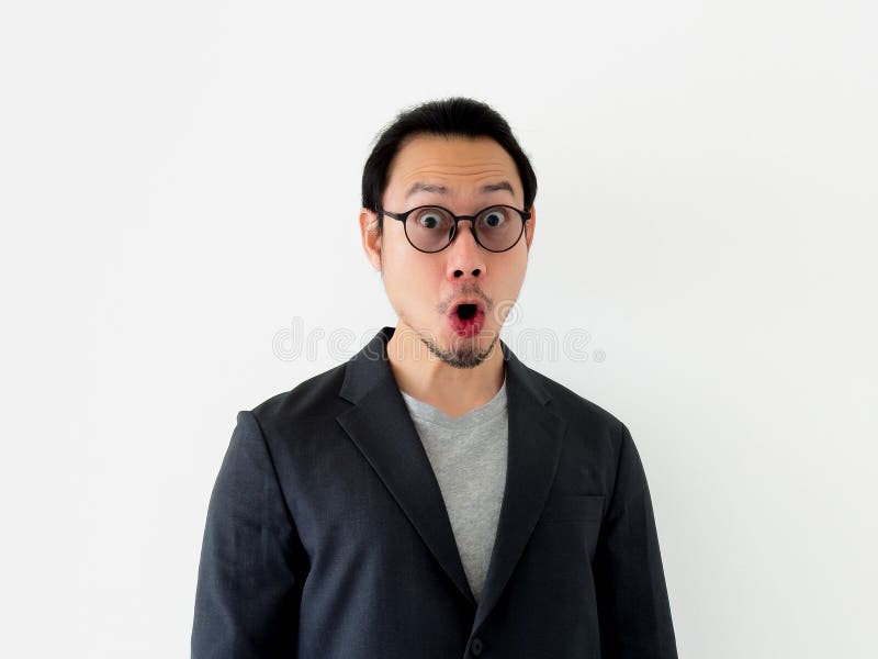Close up face of business man has got an idea to solve the problem to offer stock photo