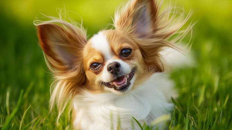 Close up face of Papillon dog on transparent background vector illustration