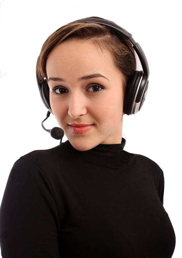 Close-up face of young woman in headphones