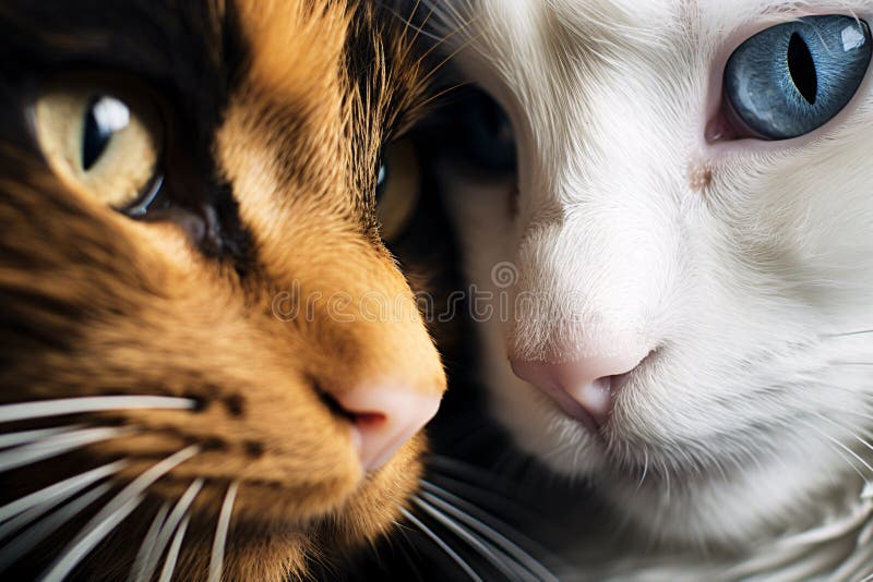 Close up of pair of cuddling cats stock illustration