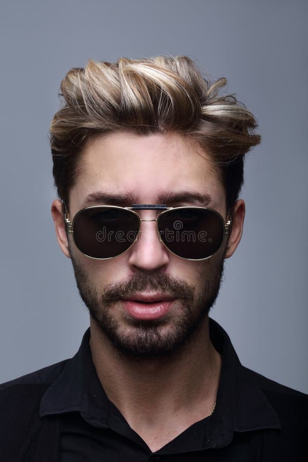 Close-up Portrait of Handsome Stylish Man in Sunglasses. Stock Photo ...