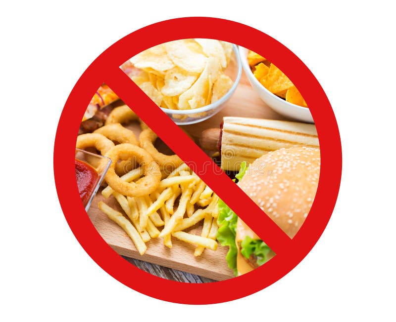 Close Up Of Fast Food Snacks  Behind No Symbol Stock Photo 
