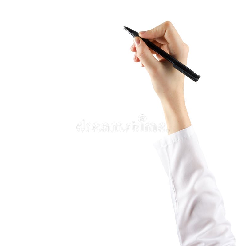 Close up of female hand is ready for drawing with black pen. Iso royalty free stock images Close up of female hand is ready for drawing with black pen. Iso royalty free stock images