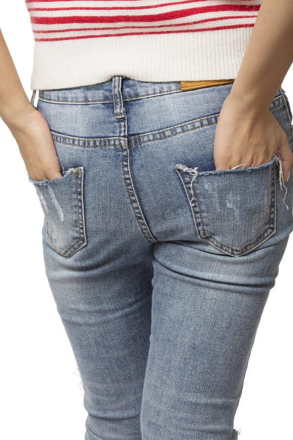 Female Hands in Her Back Pockets Isolated on White Background Stock ...