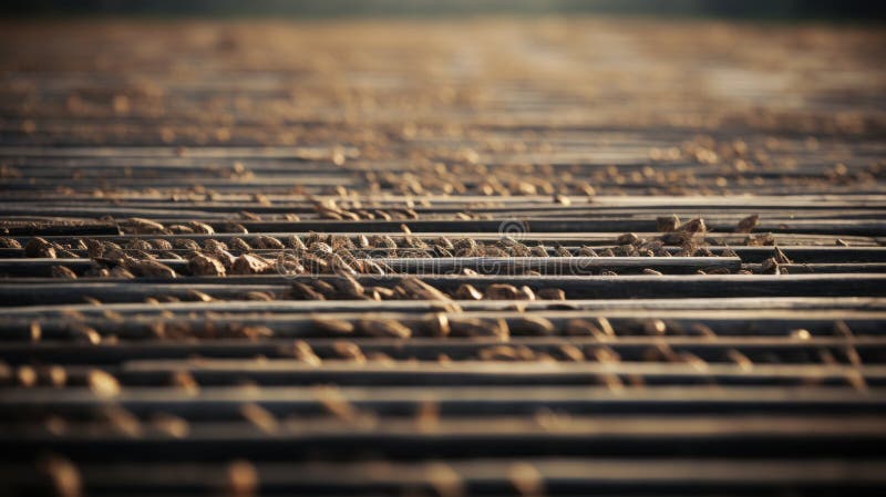 A close up of a field with rows and rows of plants, AI vector illustration