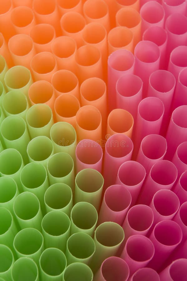 Close Up Of Fluorescent Drinking Straws