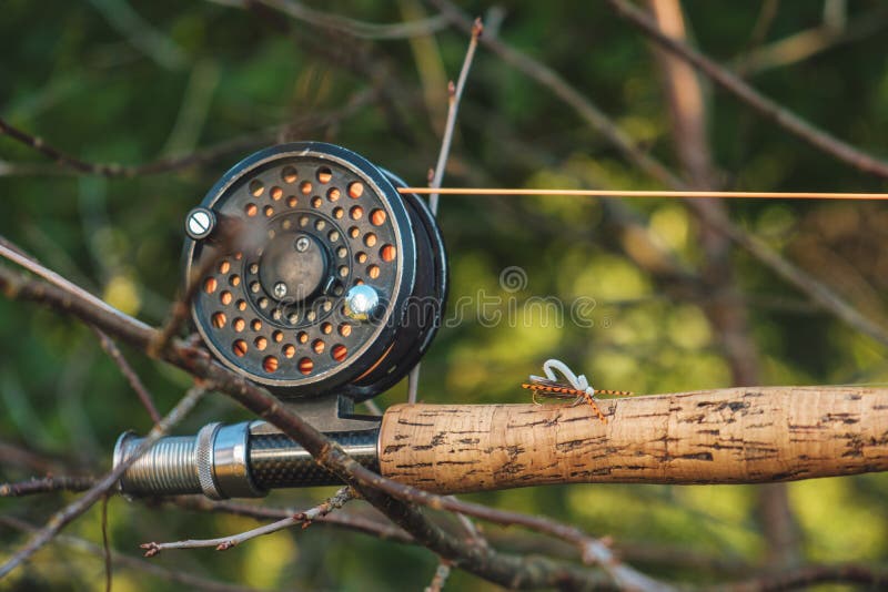 Close-up Fly Fishing Rod and Reel Stock Photo - Image of natural,  tradition: 183329172