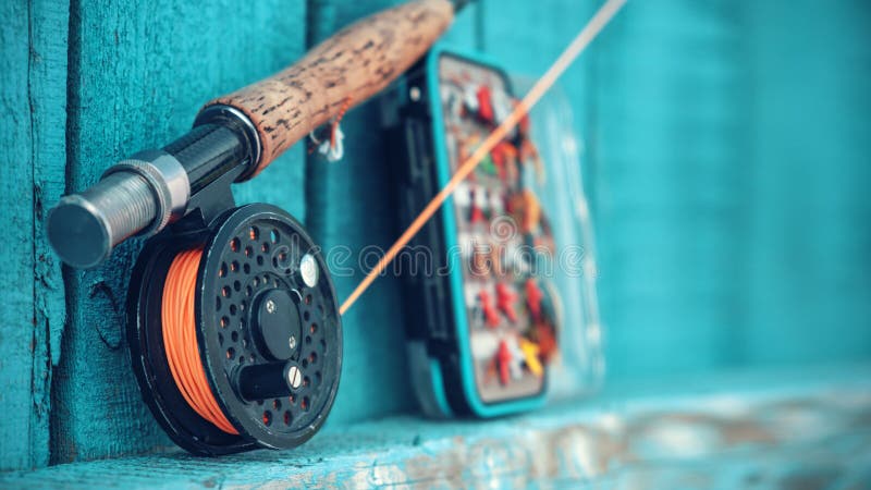 Close-up Fly Fishing Rod and Reel Stock Image - Image of hobby
