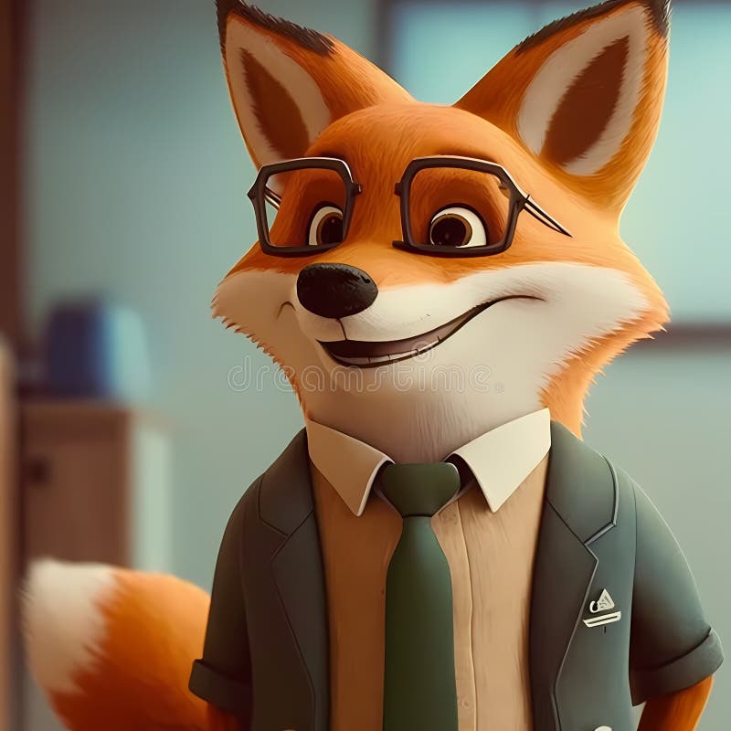 Fox Businessman In The Office. Generative AI royalty free stock photography
