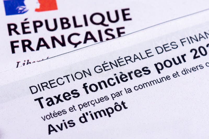 Close-up of a French property taxes notice (Avis d\ impÃ´t taxes fonciÃ¨res)