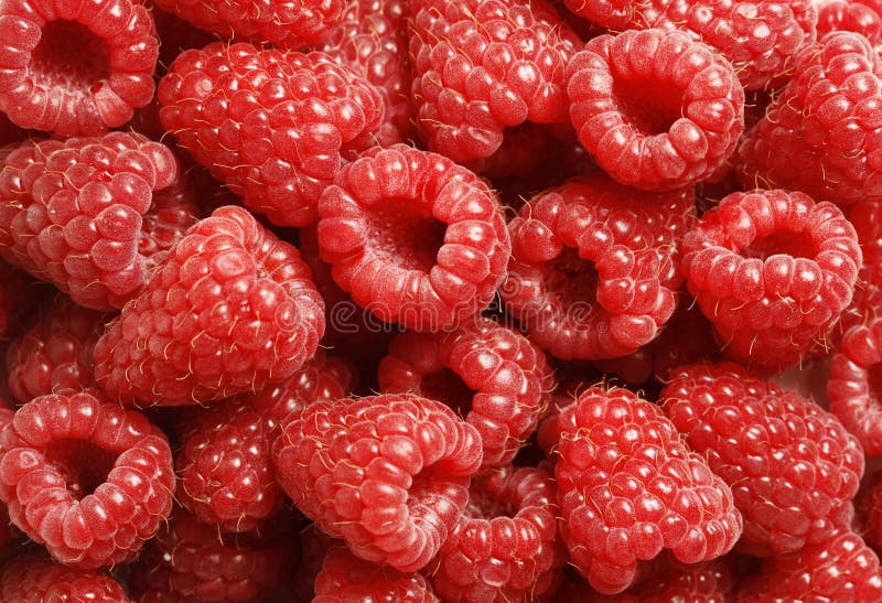 Close-up of fresh red raspberries