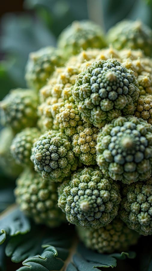 Close-up of fresh romanesco broccoli showing intricate fractal patterns royalty free illustration
