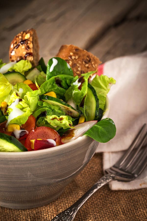 Closeup of Fresh Salad in Bowl Stock Photo Image of bowl, salad 72540186