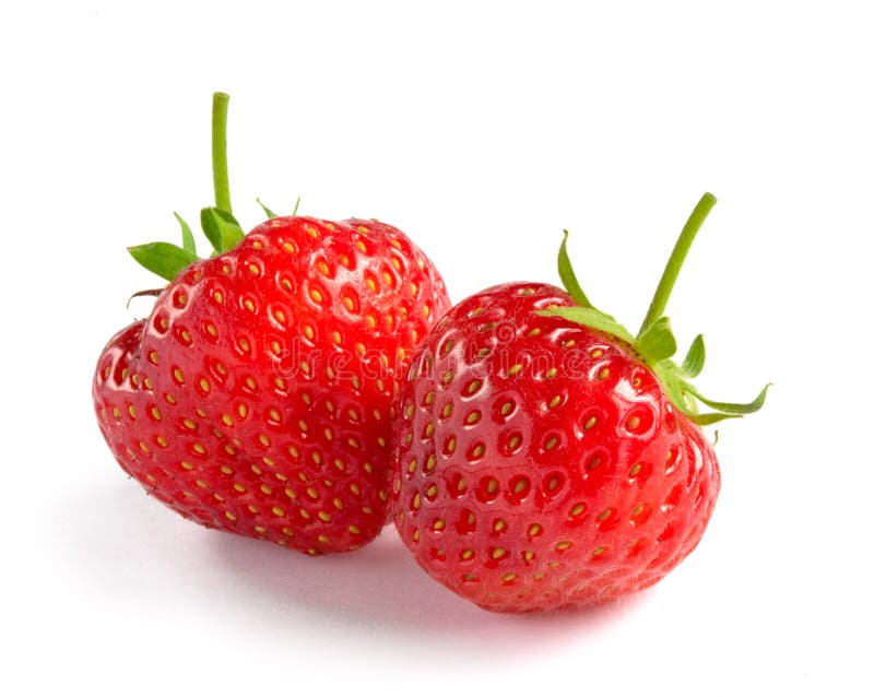 Close up of Fresh Sweet Strawberries on White Background