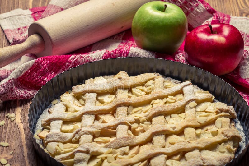 Closeup of Freshly Baked Apple Pie and Fruit Stock Photo Image of cloth, closeup 28041944
