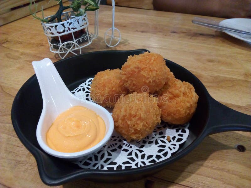 Yummy Fried Cheese Balls on the Table, Closeup Stock Image Image of