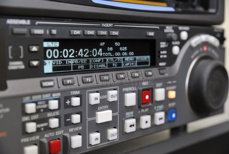 Close-up of the front panel of the pro vcr