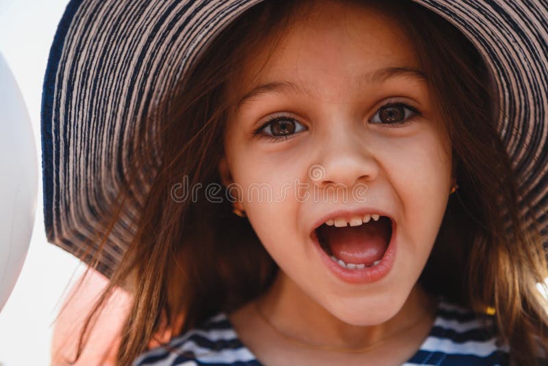 Little Girl Brown Eyes Close Up Mouth Open Stock Photos - Free ...