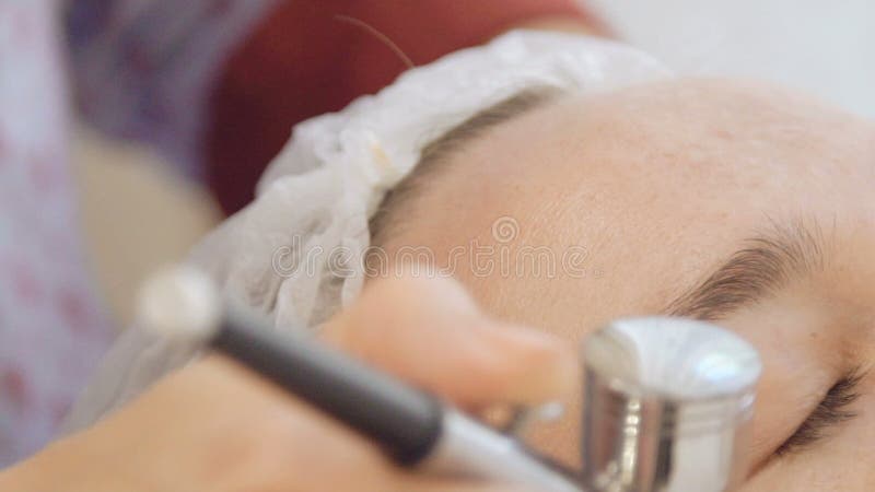 Close up of gas-liquid peeling for face