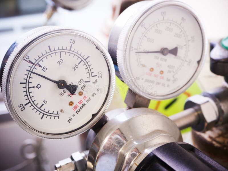 Close up gauges and valve stock photo. Image of needle 73868178