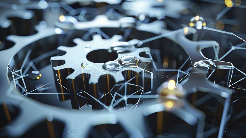 A close up of a gear with water droplets on it royalty free stock photos