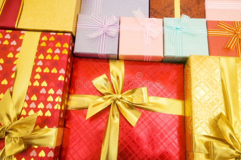 Close up of gift boxes stock image. Image of colors, paper 7686755