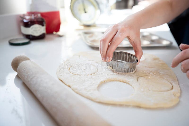 Cutter Wheel On A Puff Pastry Layer Stock Photo - Download Image