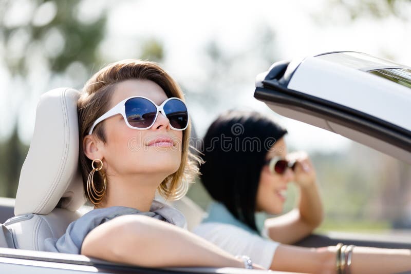 Close Up of Girls in Sunglasses in the White Car Stock Image Image of caucasian, cabriolet