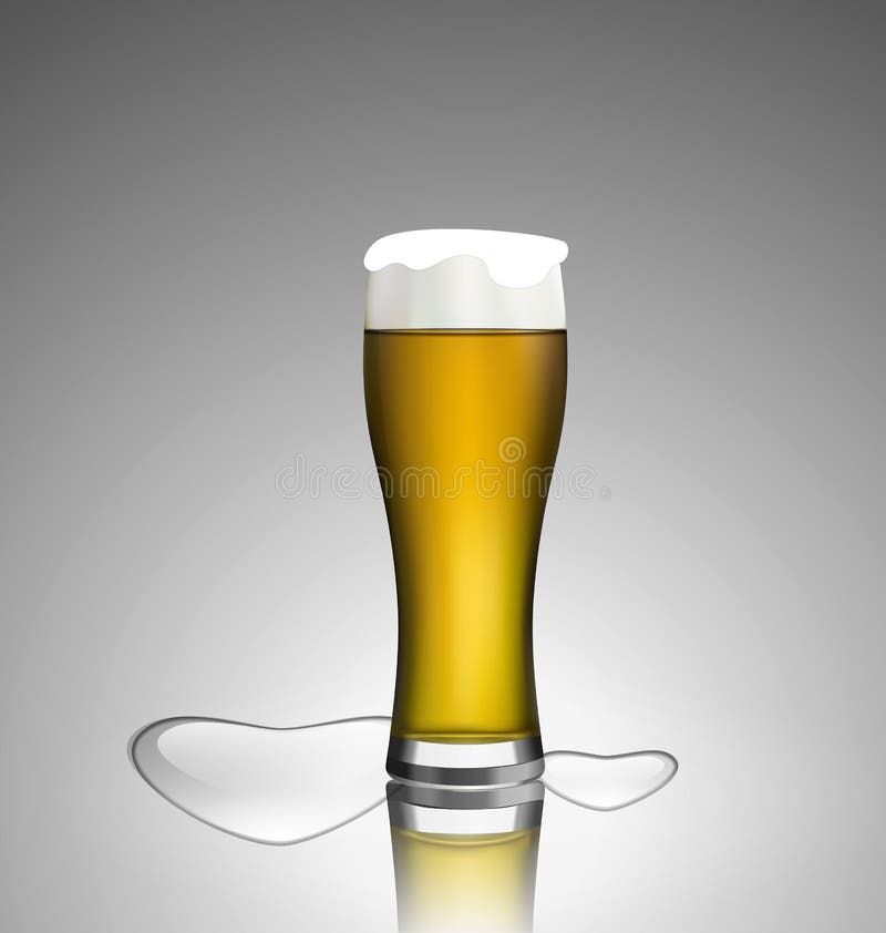 Close up glass of beer with hearts stock illustration